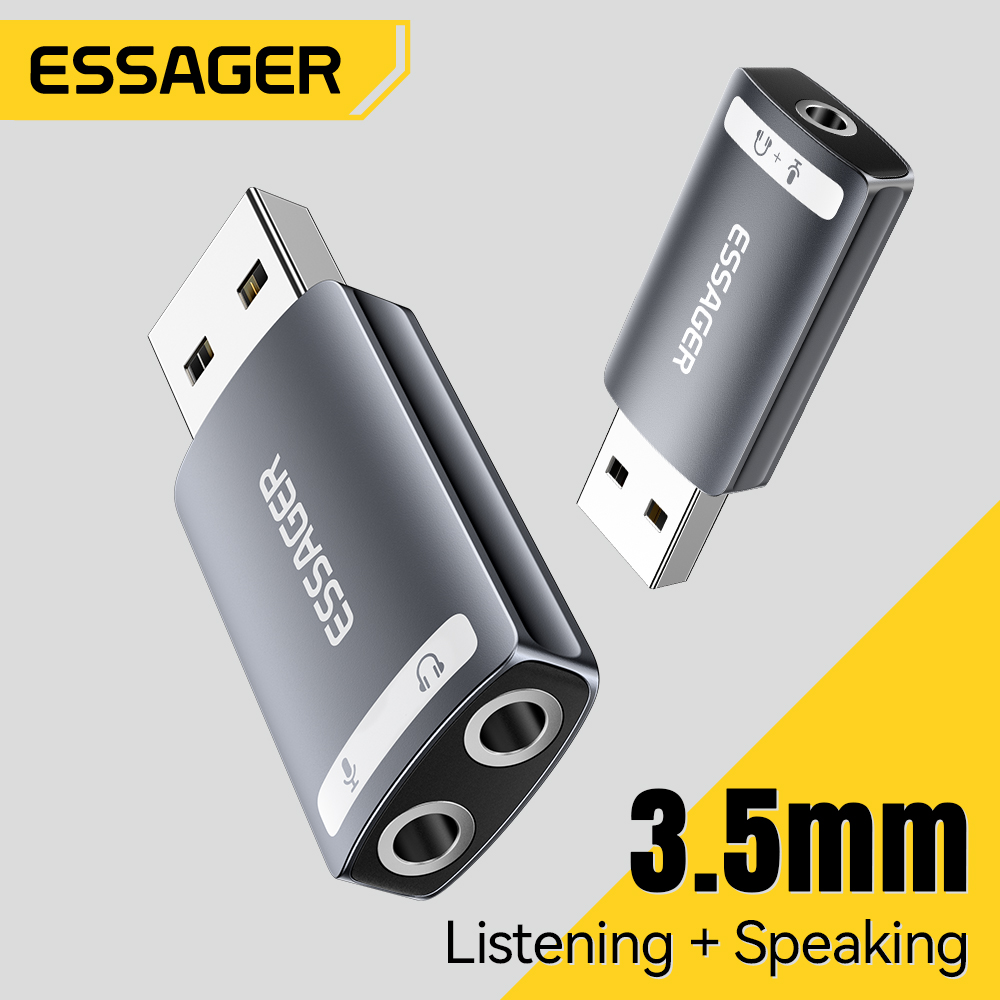 Usb Sound Card External - Essager USB Sound Card External 3.5mm