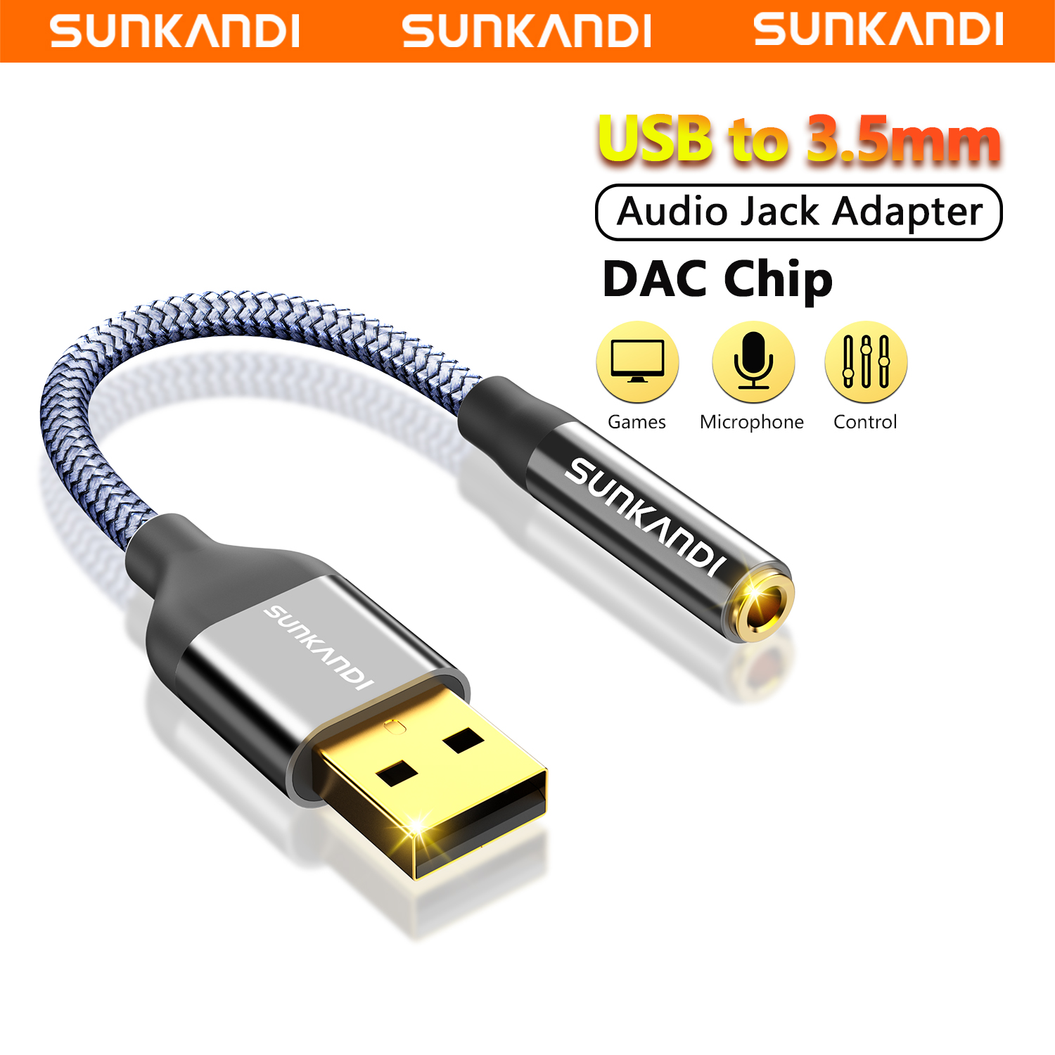 Usb Sound Card External - SUNKANDI USB to 3.5mm Audio Jack